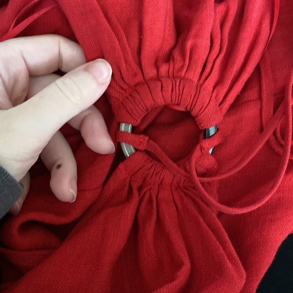 FIFTH & MODE / red LINEN O- RING CUTOUT maxi DRESS 2 - Picture 7 of 7